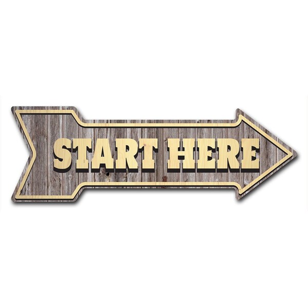 Start Here Arrow Decal Funny Home Decor 24in Wide